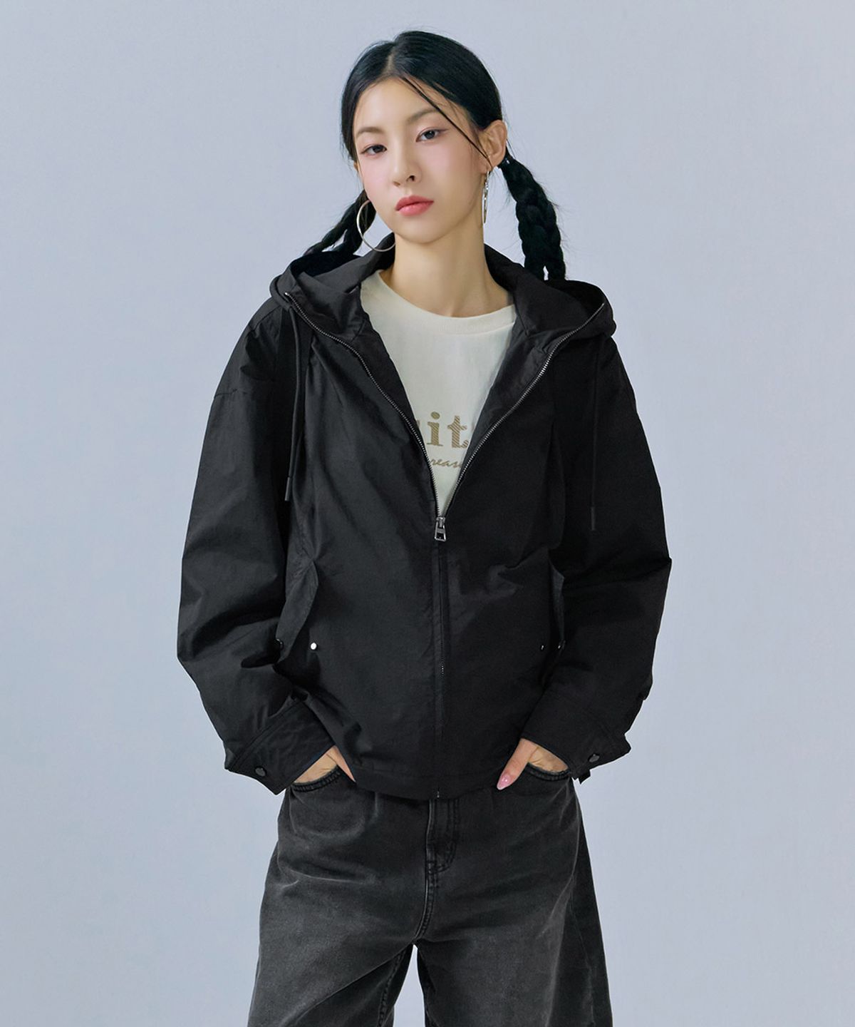 체이스컬트(CHASECULT) 여성 루즈핏 변형 후드 점퍼-CERG4161B03