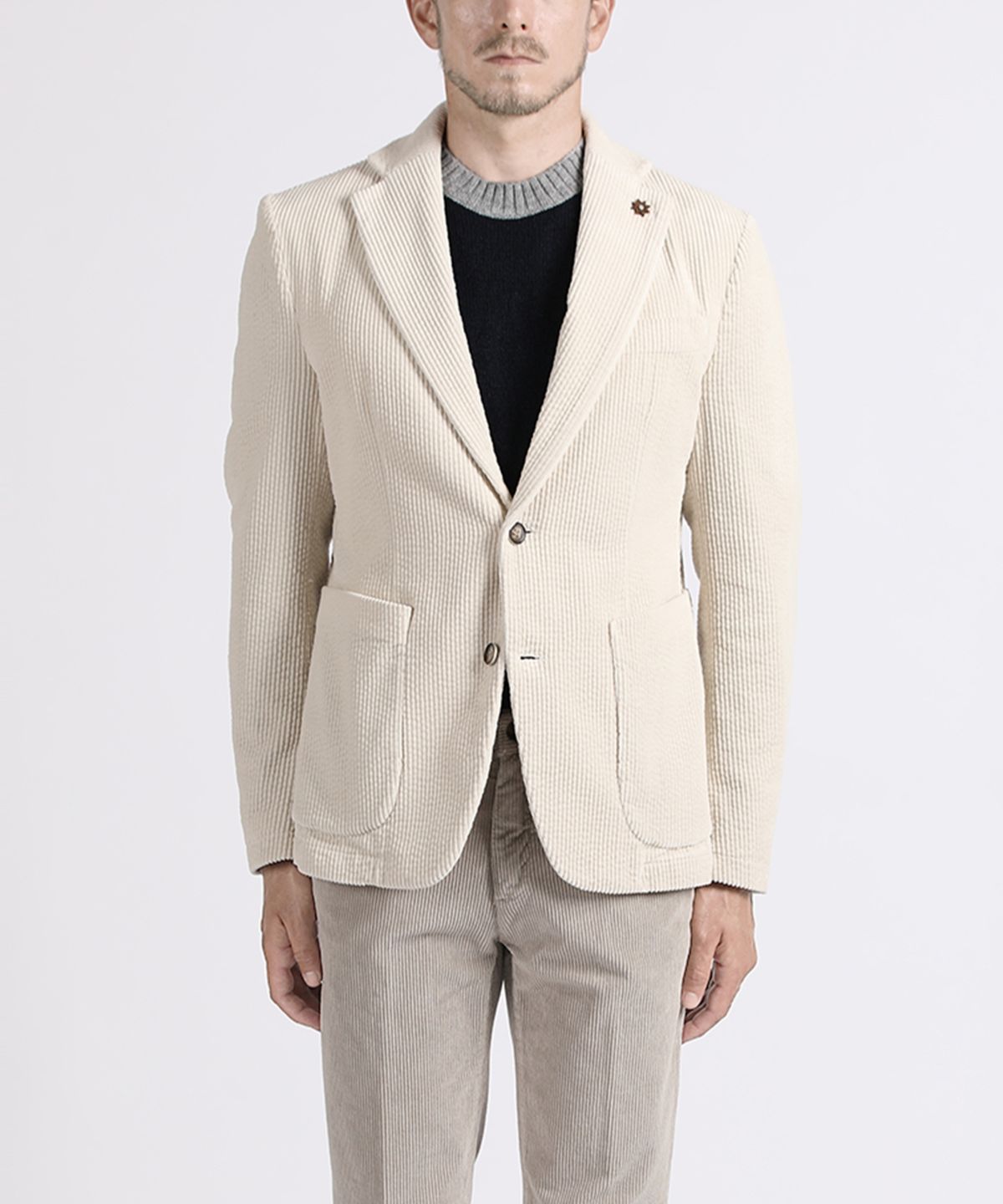 빠니깔레(PANICALE) 아이보리 면골덴 슬림 핏 자켓
