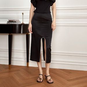 YY_Chic party front glow slit skirt