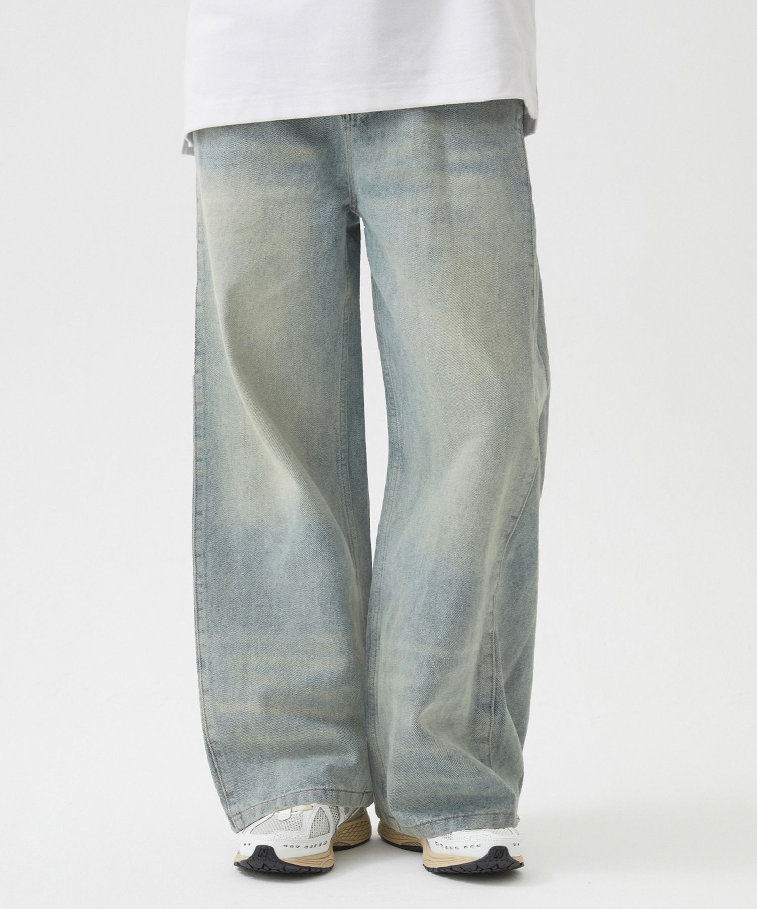 ★TRILLION★ Side tuck snap button wide cotton pants BEIGE T ☆TRILLION☆ Side tuck snap button wide cotton pants BEIGE T