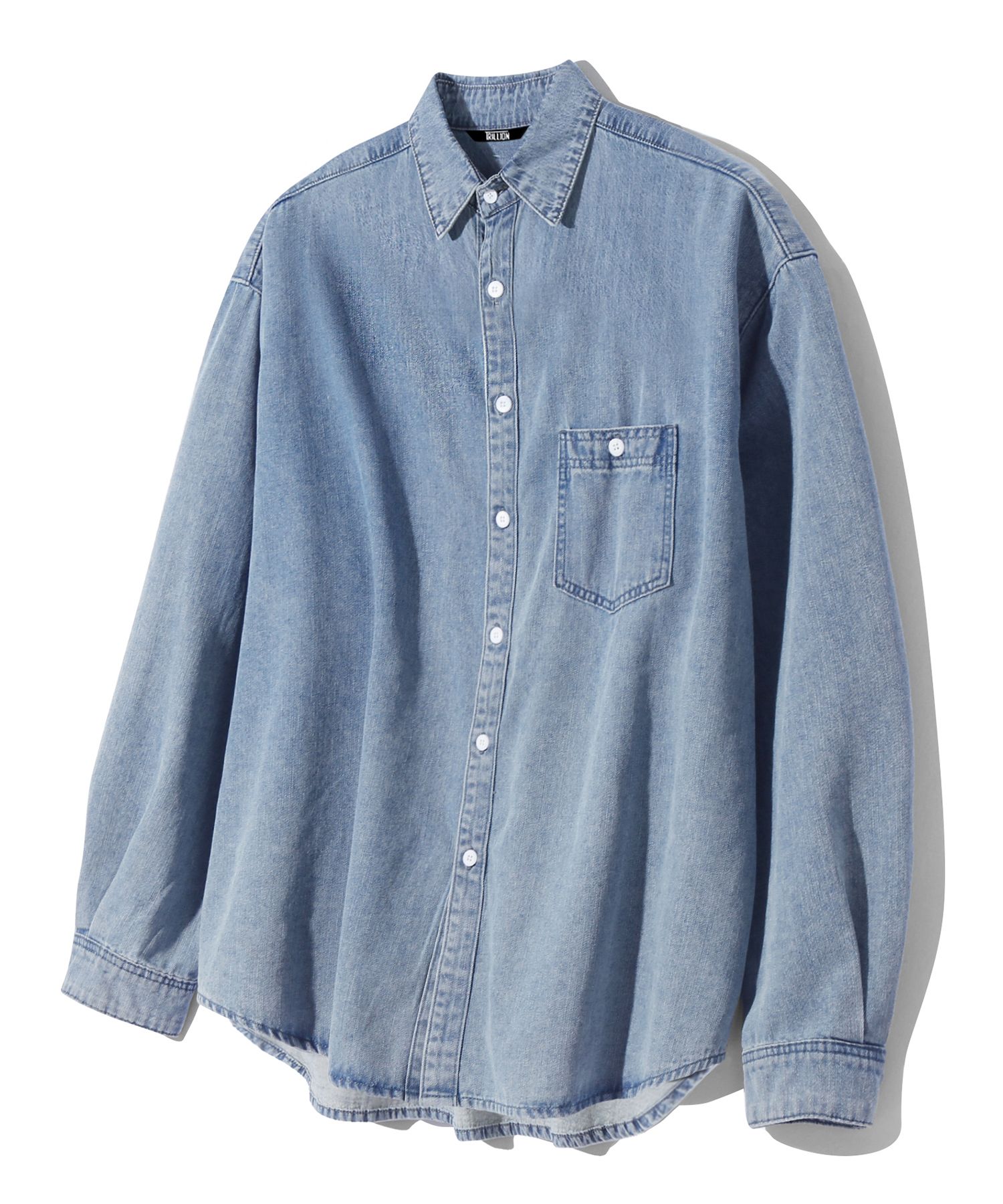 ★人気★【 】★BLEACH BLUE WASHING DENIM SHIR.T★ MUSINSA | TRILLION Stone Washing Overfit Denim Long Sleeve