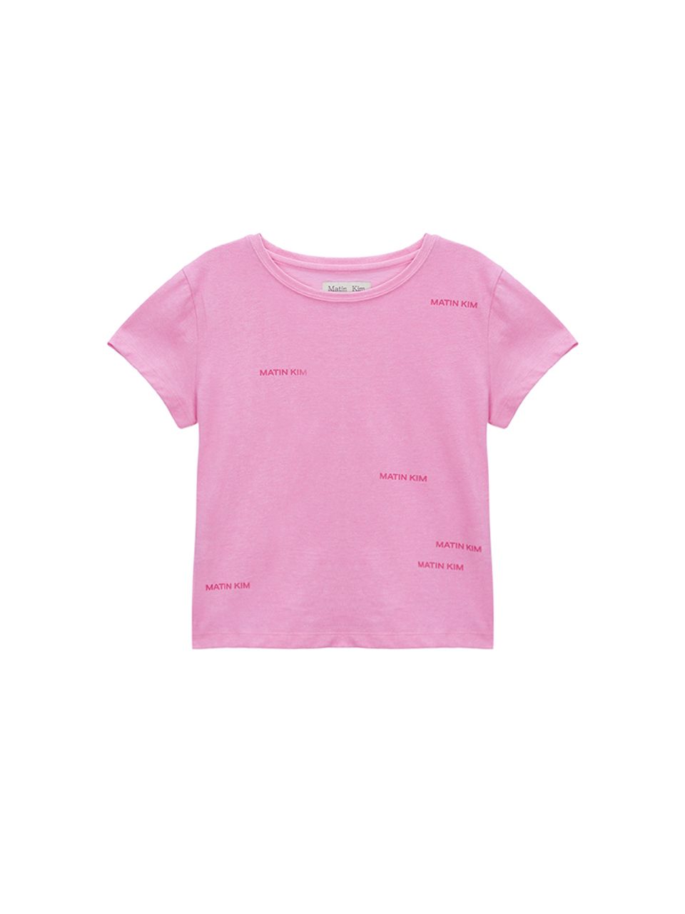 ★Matin Kim★ MATIN SMALL LOGO CROP TOP IN PINK MK2377TS044M MUSINSA | MATIN KIM MATIN SMALL LOGO CROP TOP IN PINK