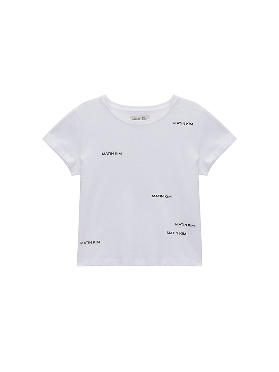 Tシャツ・カットソー [MATINKIM]matin small logo crop top in white Matin Kim Logo Crop Top In White | Basic Tees for Women
