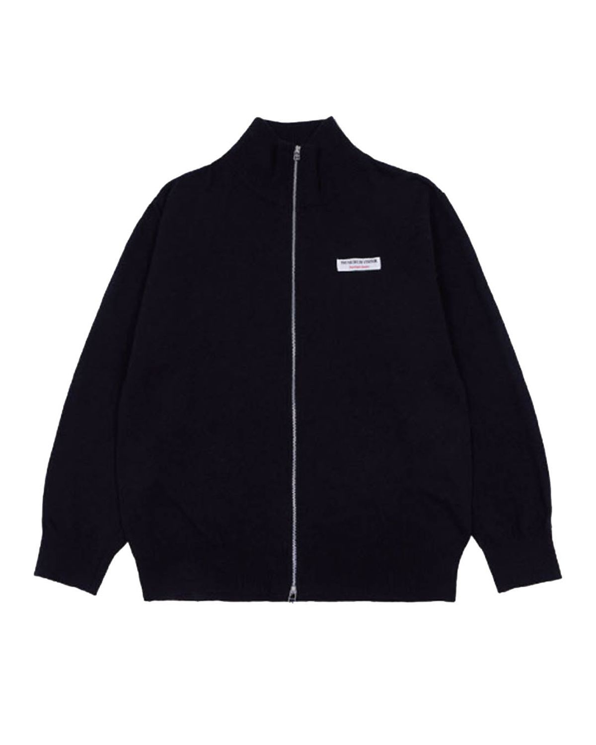 더뮤지엄비지터(THEMUSEUMVISITOR) FLOWER PICTURE PRINTED KNIT ZIP UP (BLACK)