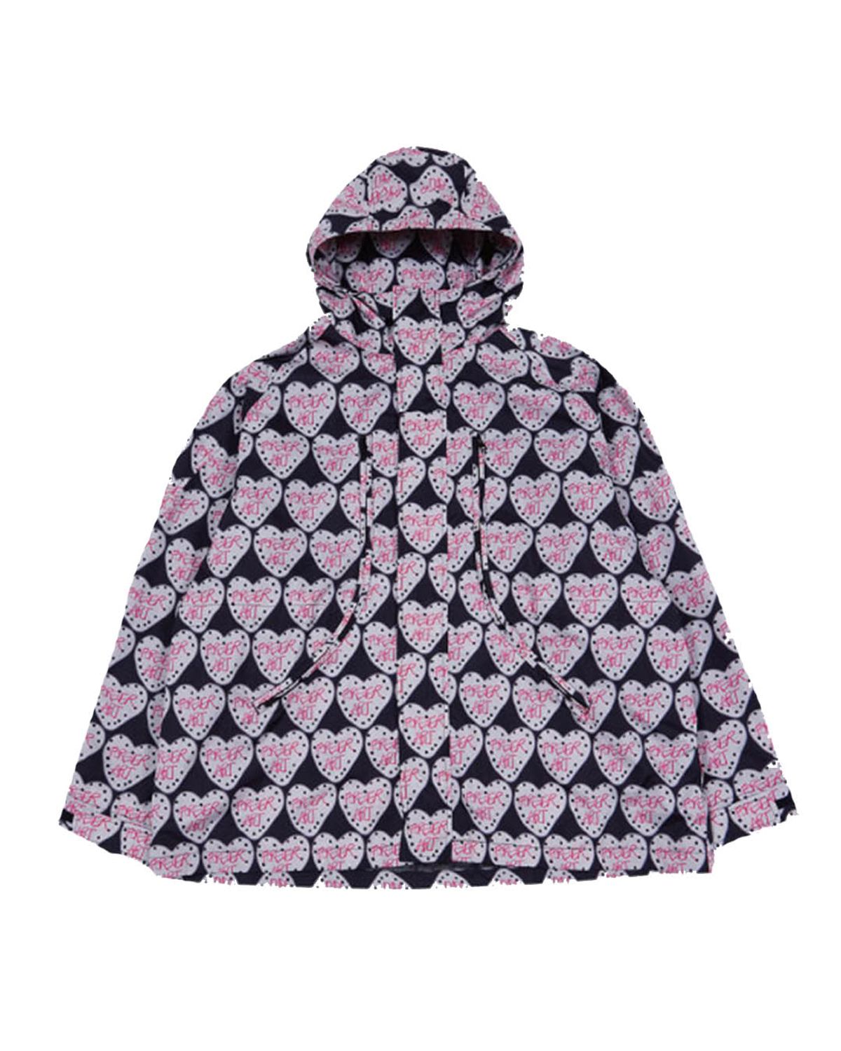 더뮤지엄비지터(THEMUSEUMVISITOR) FOREVER ART PRINTED CURVED ZIPPER WINDBREAKER (BLACK)