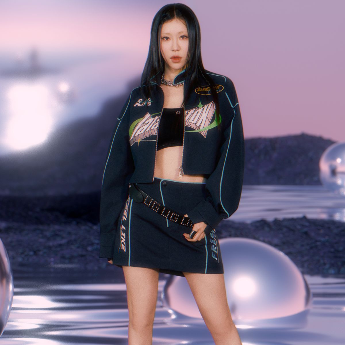 라라폭스(LALAFOX) SPACE RACING SKIRT NAVY BP1WS005