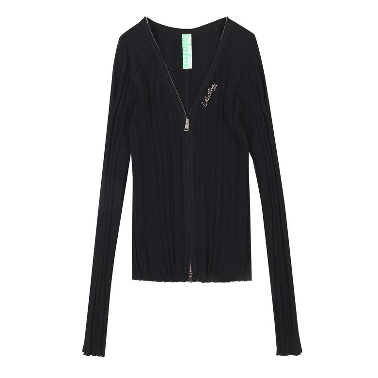 RIBBED CUT OUT CARDIGAN BLACK BP1KG001