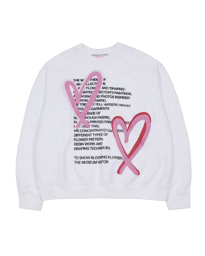 HEART PRINTED INSIDE-OUT SWEATSHIRTS (WHITE)