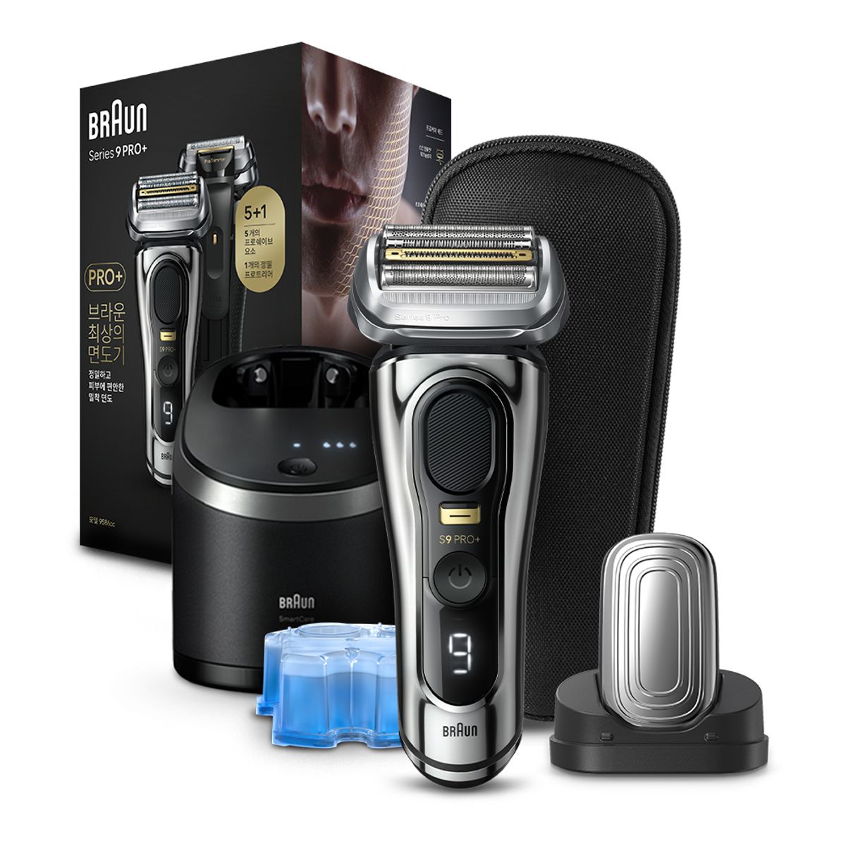 브라운(BRAUN) 전기면도기 시리즈9 PRO PLUS 9586cc 크롬 (충전/세척 스테이션 + 프로케어 헤드 구성 모델)