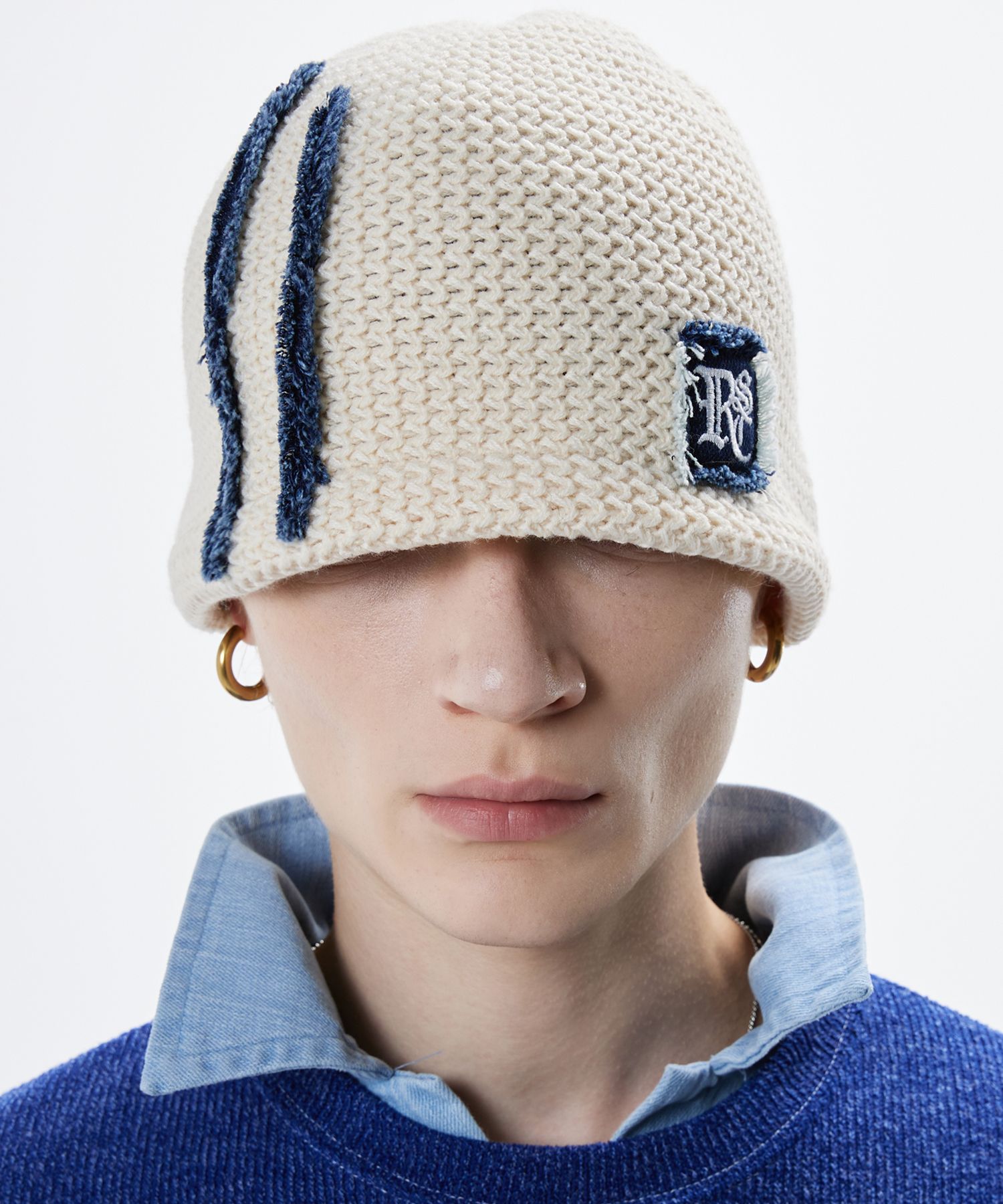 ★ZICO★RSSC★送料込★韓国★人気★DENIM PATCHED KNIT BEANIE MUSINSA | RSSC DENIM PATCHED KNIT BEANIE - IVORY