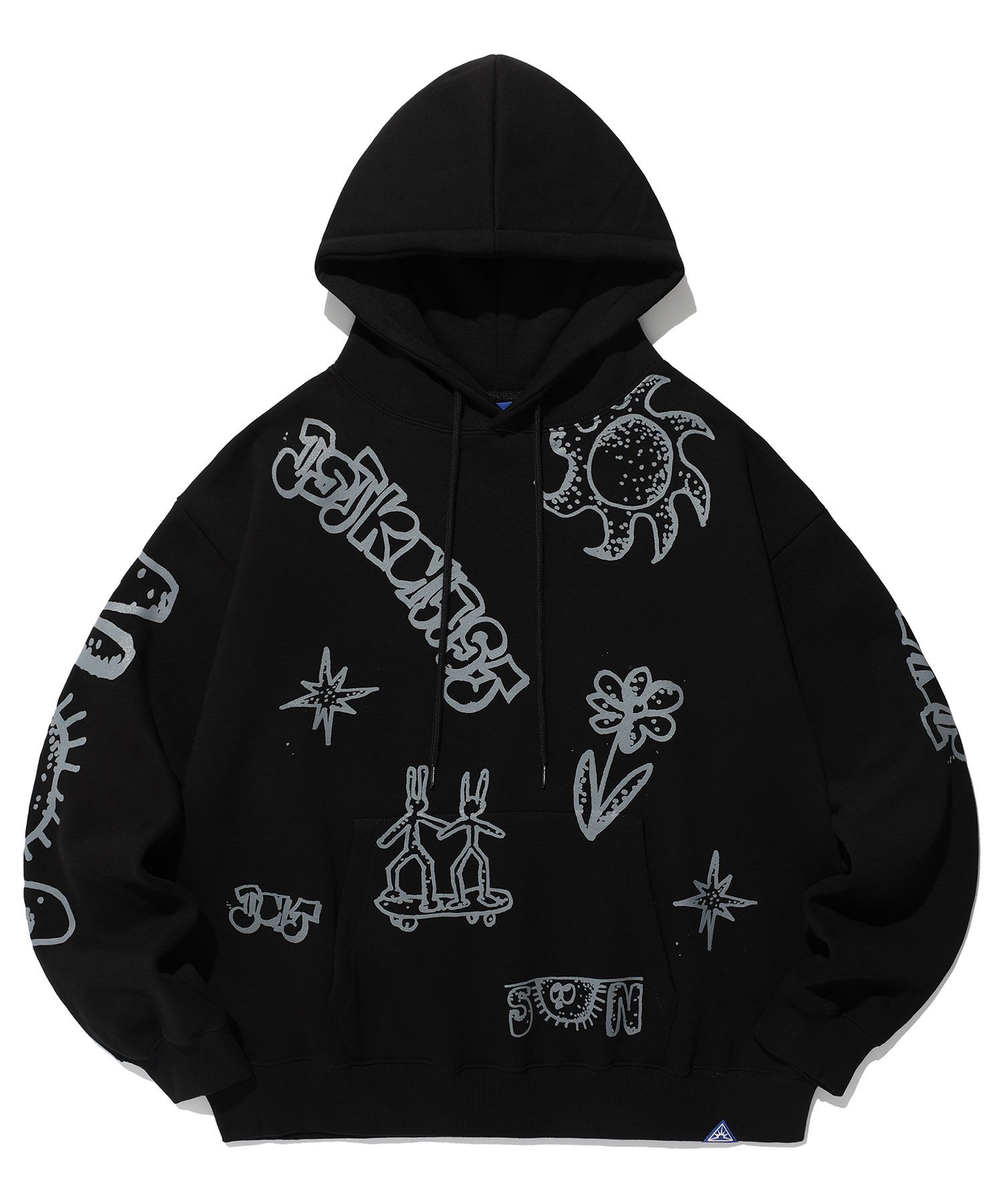 さらに100円引き◆ISTKUNST◆DOODLE FLOWER HOODIE MUSINSA | ISTKUNST DOODLE HOODIE_BLACK(IK2DFMM428A)