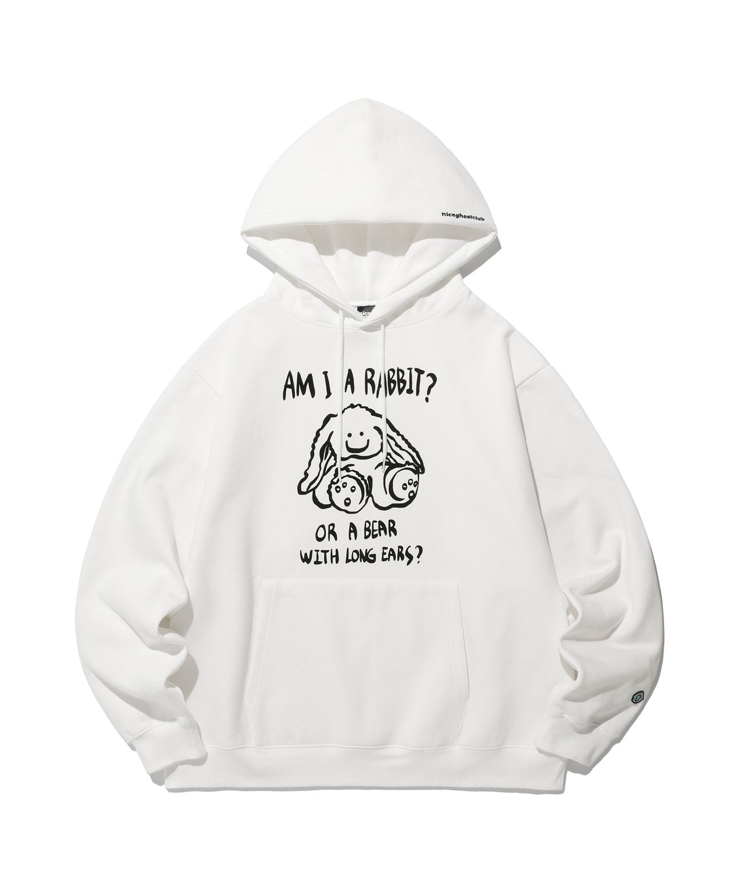 ★Nice Ghost Club★BUNNYBEAR SPRAY ARTWORK HOODIE MUSINSA | NICE GHOST CLUB RABBIT OR BEAR HOODIE_BLACK