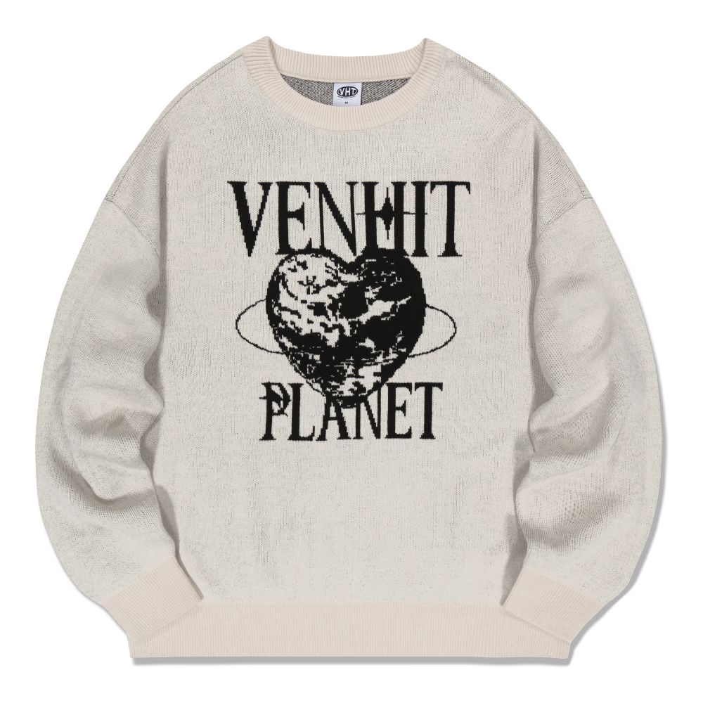 MUSINSA | VENHIT BLACK PLANET jacquard knit [IVORY]