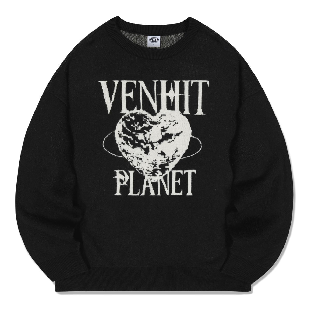 벤힛(VENHIT) BLACK PLANET 자카드 니트[BLACK]