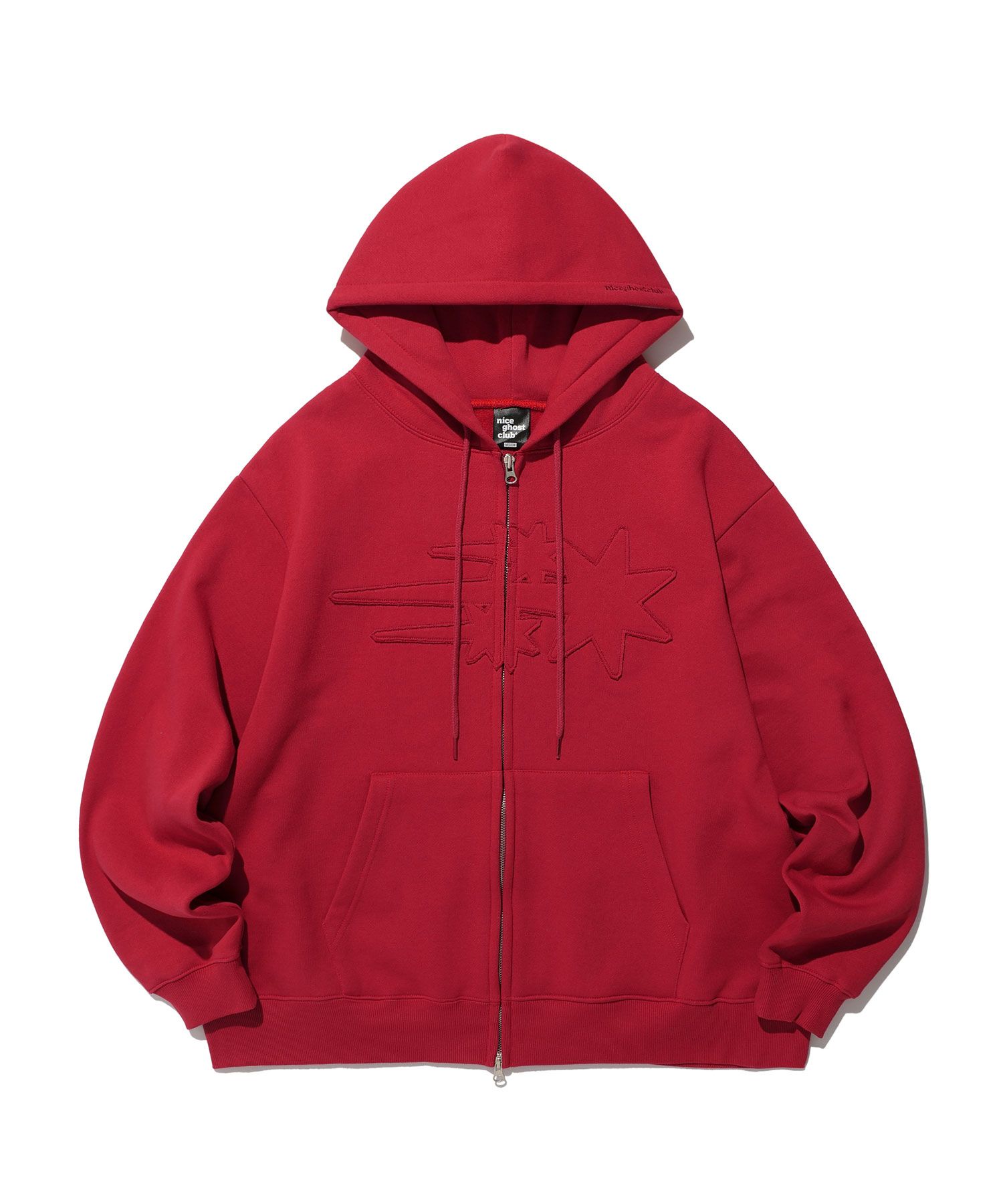 MUSINSA公式 | NICE GHOST CLUB 3STAR LOGO ZIP HOODIE_RED