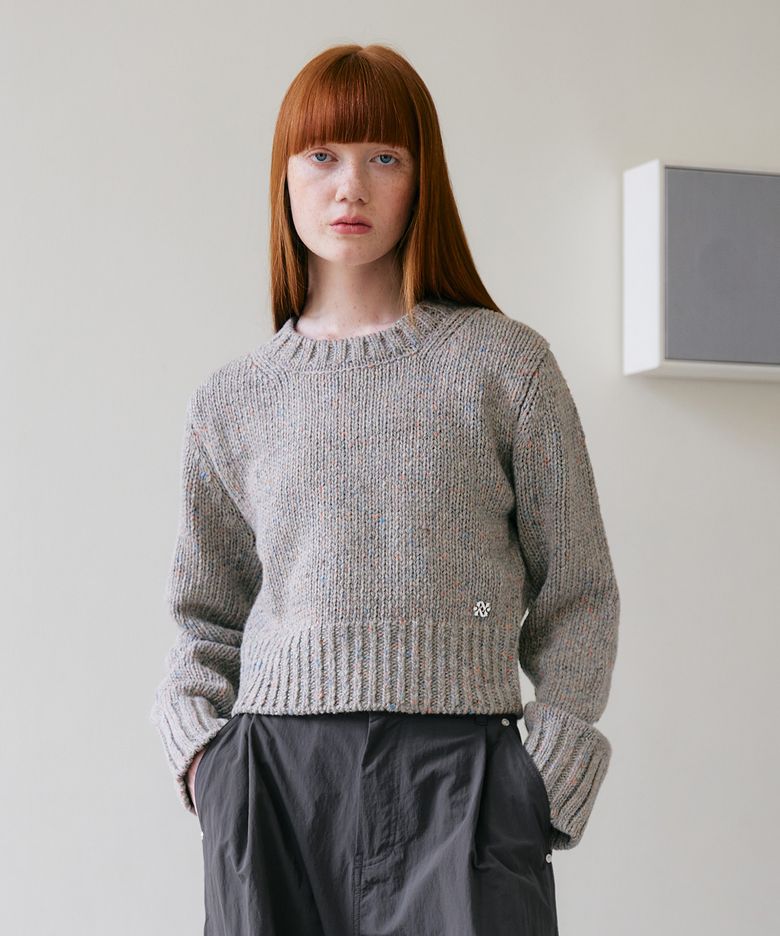 (우먼) 울(WOOL) 네프사 크롭 크루넥 니트_그레이