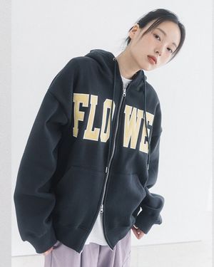 FLOWER ZIP UP HOOD(CHARCOAL)