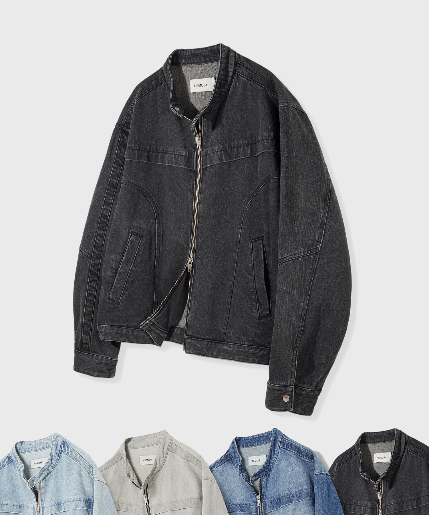 MUSINSA | KIIMUIR Vintage Washed Denim Biker Jacket_4 Colors