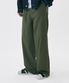 원턱 와이드 트윌 코튼 밴딩 팬츠 [카키]