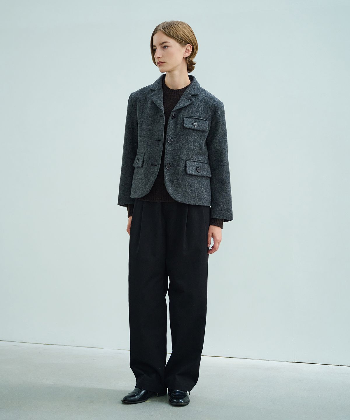 유니폼브릿지(UNIFORM BRIDGE) two tuck chino pants(womens) black