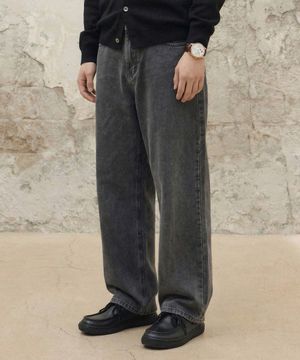 와이드 데님 팬츠 [그레이]