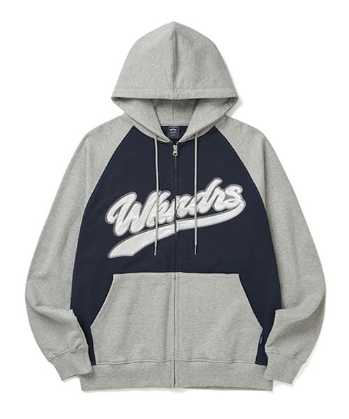 【WKNDRS】APPLIQUE ZIPUP HOODIE★送料・関税込 APPLIQUE ZIPUP HOODIE (L.RED) - WKNDRS | 60% - Asian Fashion