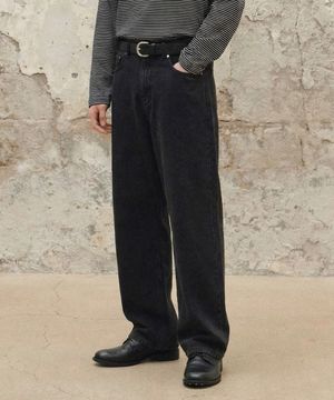 와이드 데님 팬츠 [블랙]