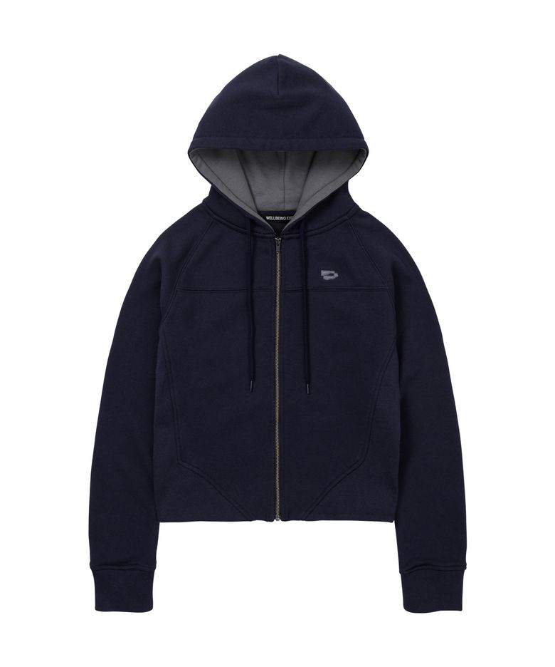 Fitted Crop Zip Up Navy