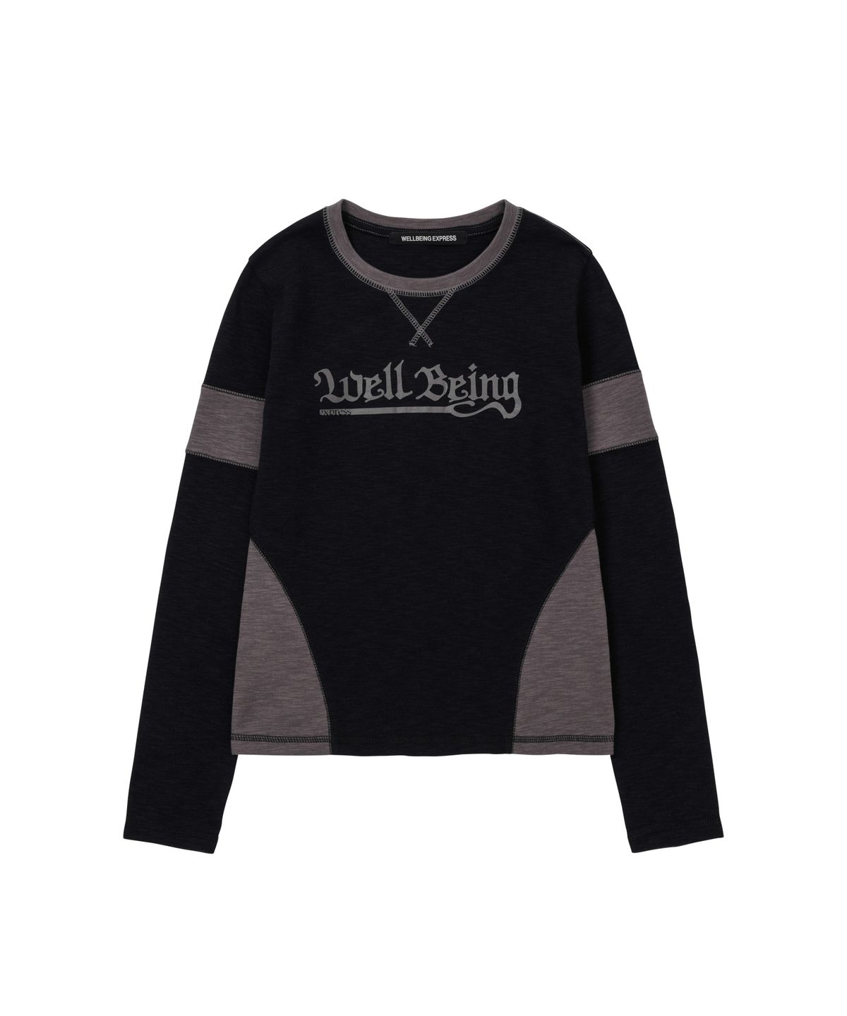 웰빙익스프레스(WELLBEING EXPRESS) Melange Color Block Top Black
