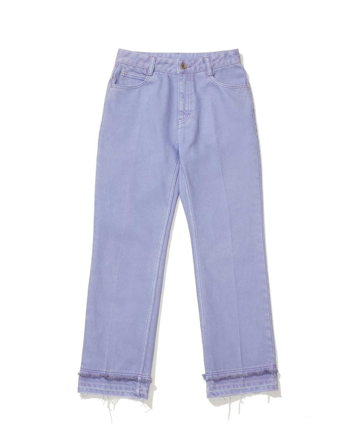 마크엠(MARKM) (W) SEMI BOOTSCUT DAMAGE DYEING PANTS PUPPLE