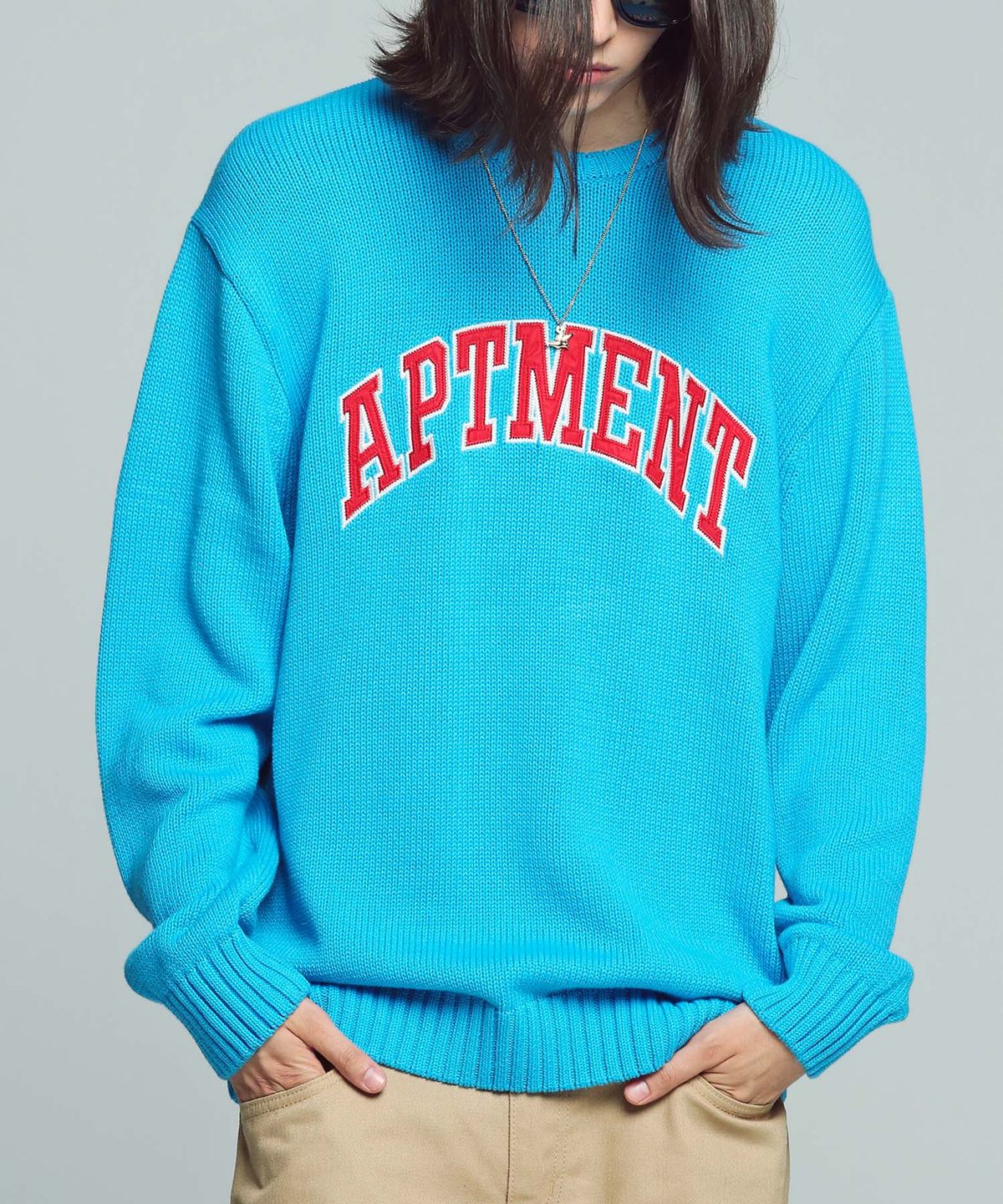 아파트먼트(APARTMENT) LIKE HONEY KNIT - SKYBLUE/RED