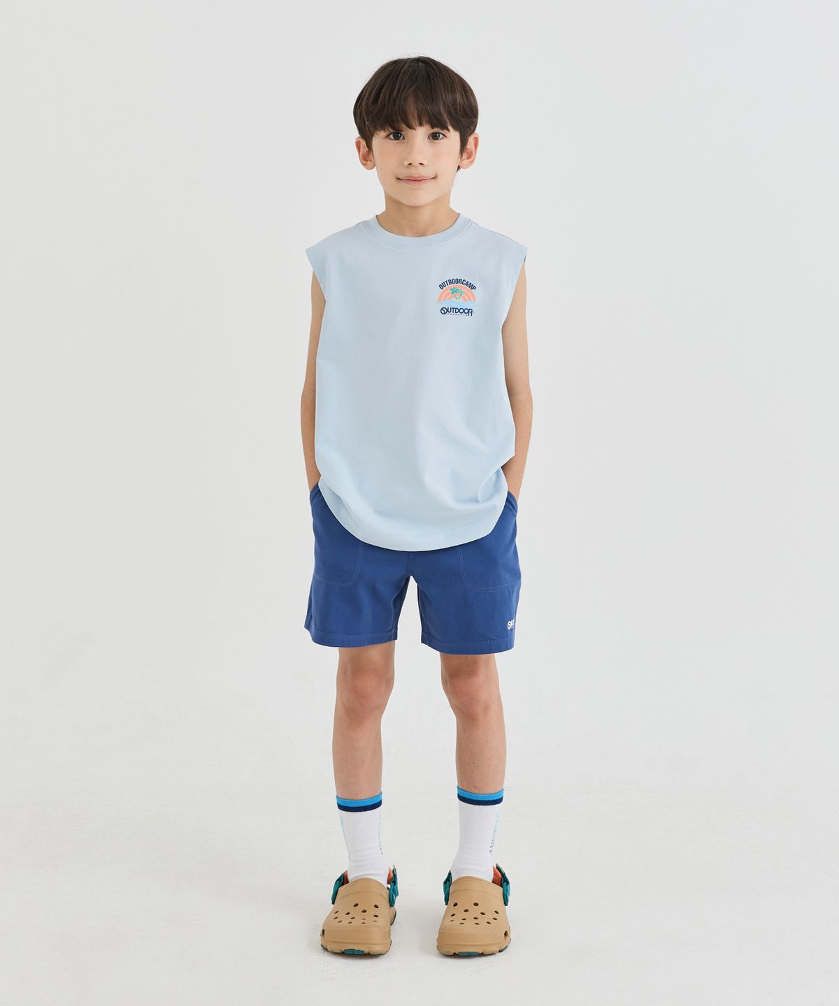 아웃도어 프로덕츠 키즈(OUTDOOR PRODUCTS KIDS) 그래픽 민소매 + 쇼츠 셋업 (블루) 658707_BL