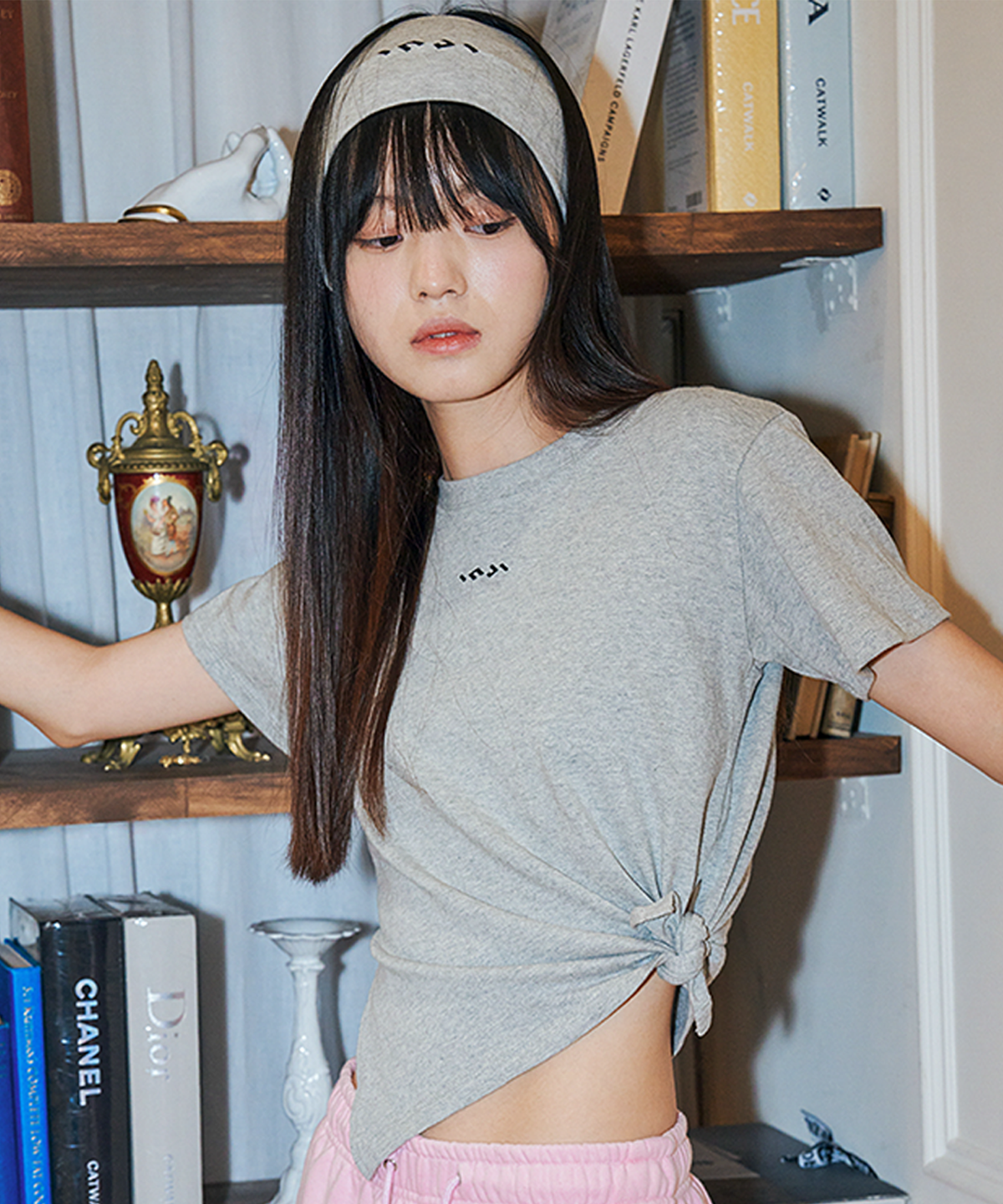 인지액티브(INJIACTIVE) 타이 사이드 티 그레이