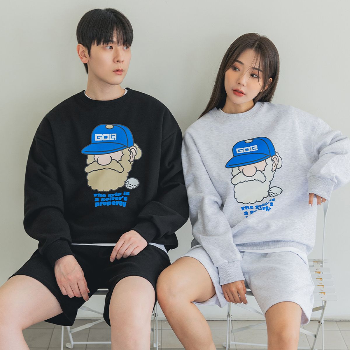 앨빈클로(ALVINCLO) 마틴 골프 그립 오버핏 맨투맨 MAR695 (3 COLOR)
