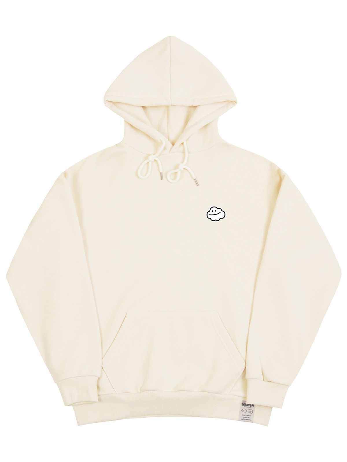 그레이버(GRAVER) [UNISEX]스몰 구름 스마일 후드티_크림