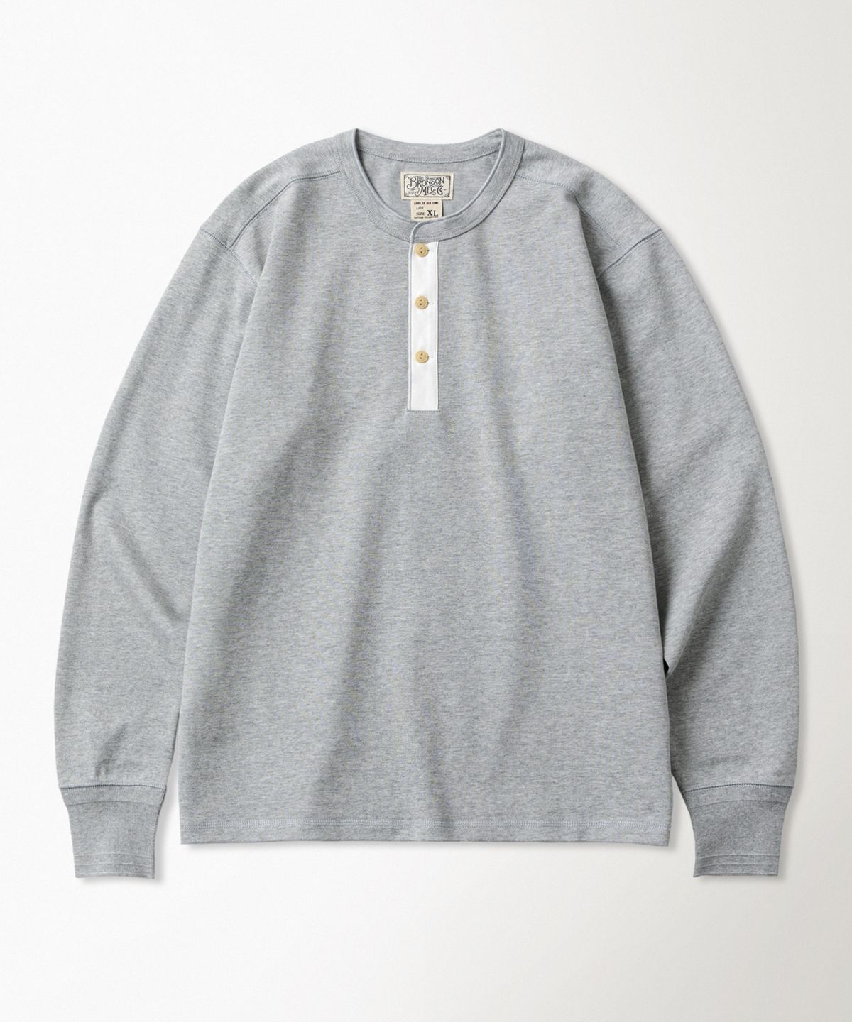 브론슨(BRONSON) Vintage Long Sleeve Henley Shirt Grey