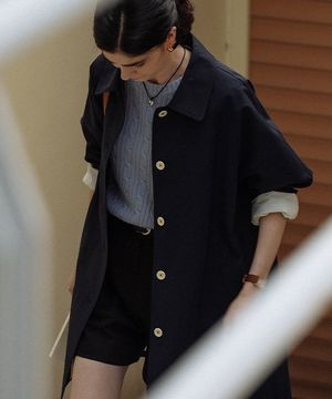 Stitch raglan trench coat_Navy