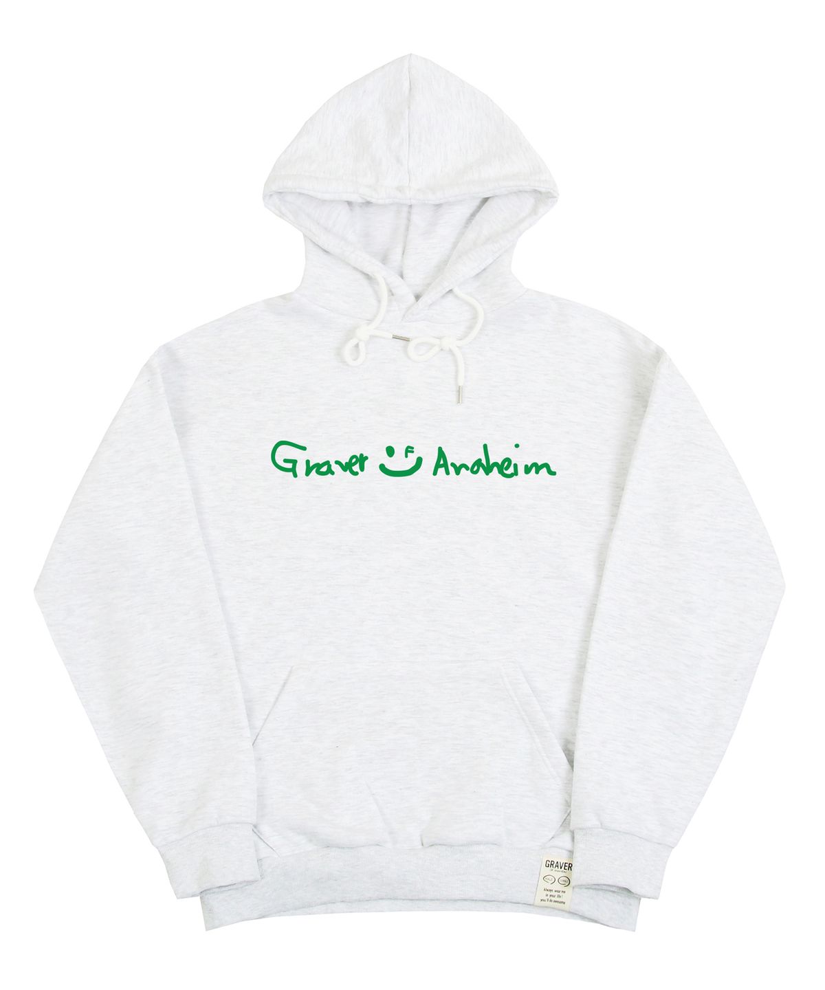 그레이버(GRAVER) [UNISEX]드로잉 로고 드로잉스마일 후드티_멜란지화이트