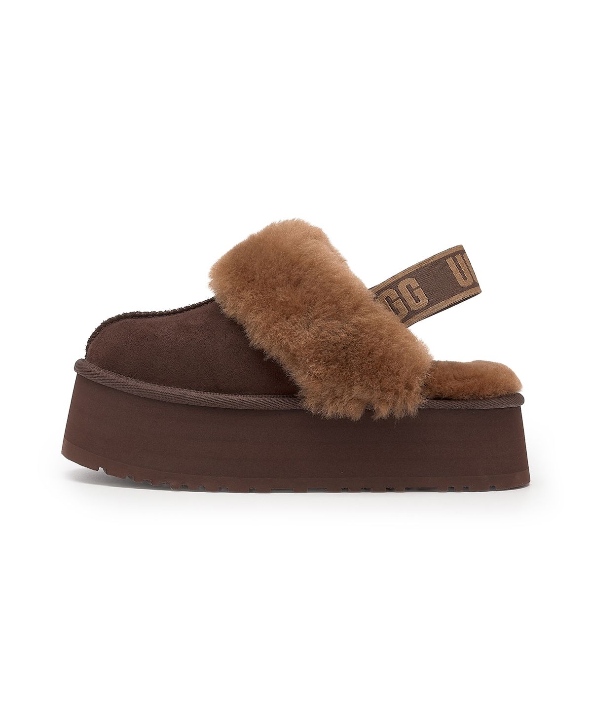 어그(UGG) [for women] UGG 로고 밴딩 퍼 카라 플랫폼 샌들 (펀케트)_BURNT CEDAR/1113474BCDR