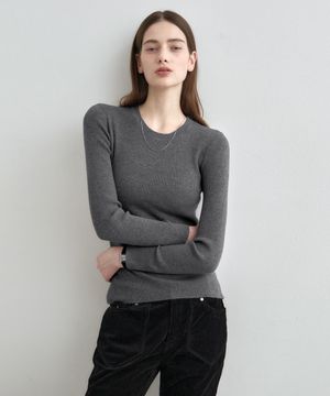 라운드 넥 골지 니트 MDKT062_5 Colors