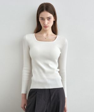 스퀘어 넥 골지 니트 MDKT063_5 Colors