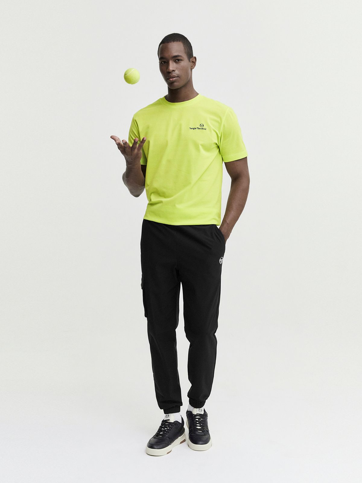 세르지오 타키니(SERGIO TACCHINI) M 고트 우븐 카고 조거 팬츠 (Black)