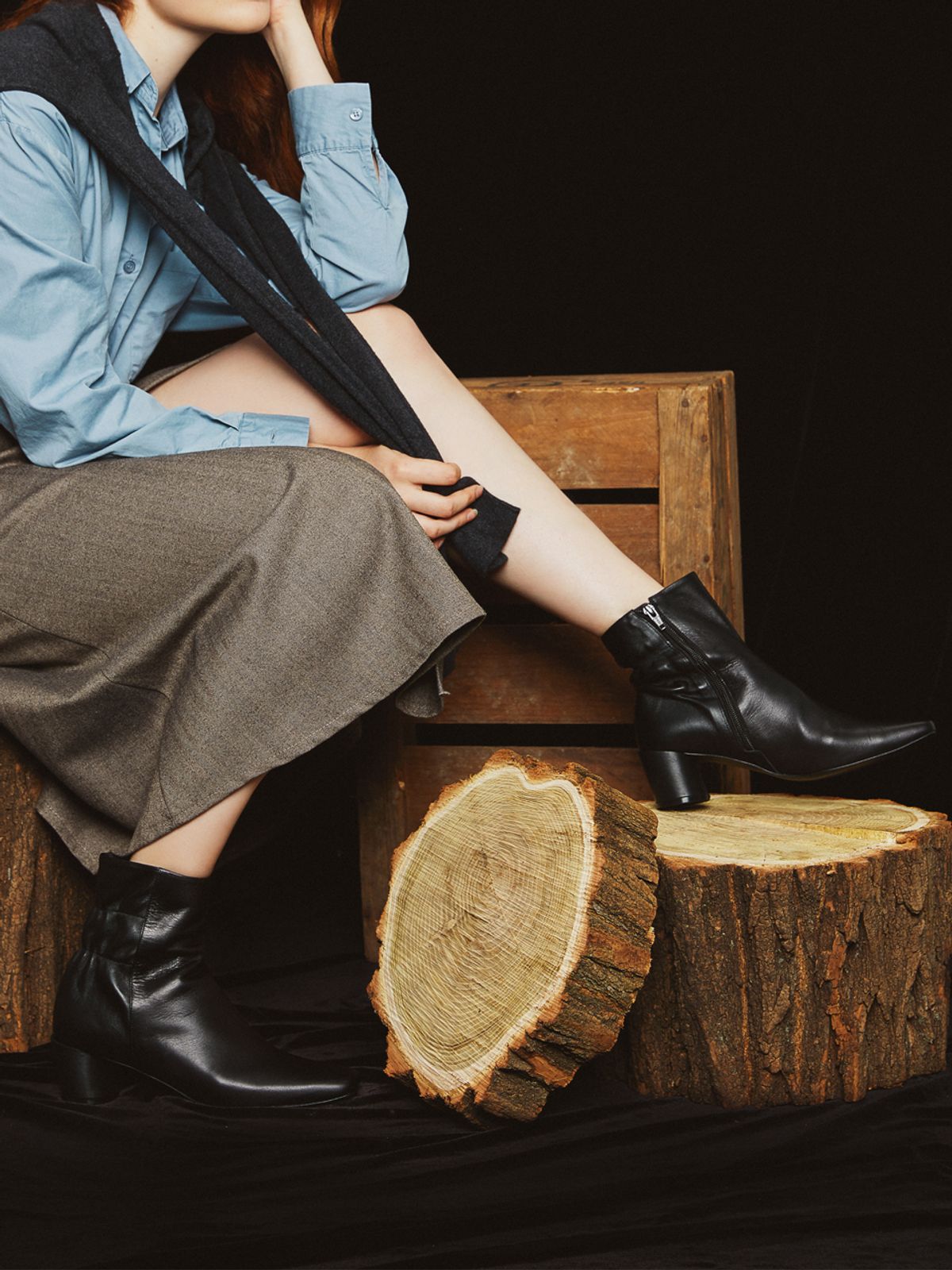 꼼므지(COMMEGEE) Banding Point Boots / CG1034BK