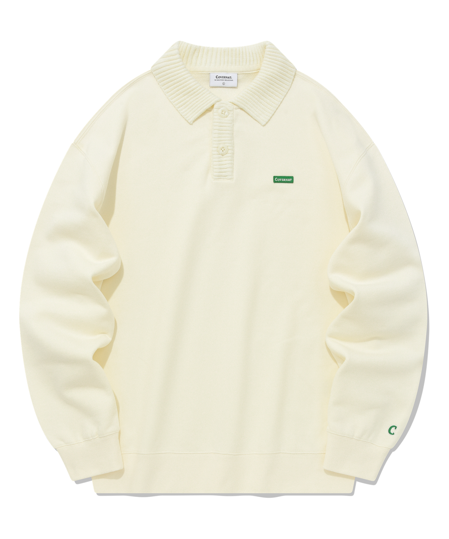 [COVERNAT]★KNIT COLLAR SWEATSHIRT MUSINSA | COVERNAT Knit Collar Sweatshirt Ecru