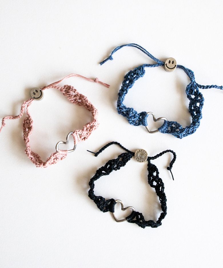 Line heart with knit bracelet (3colors)