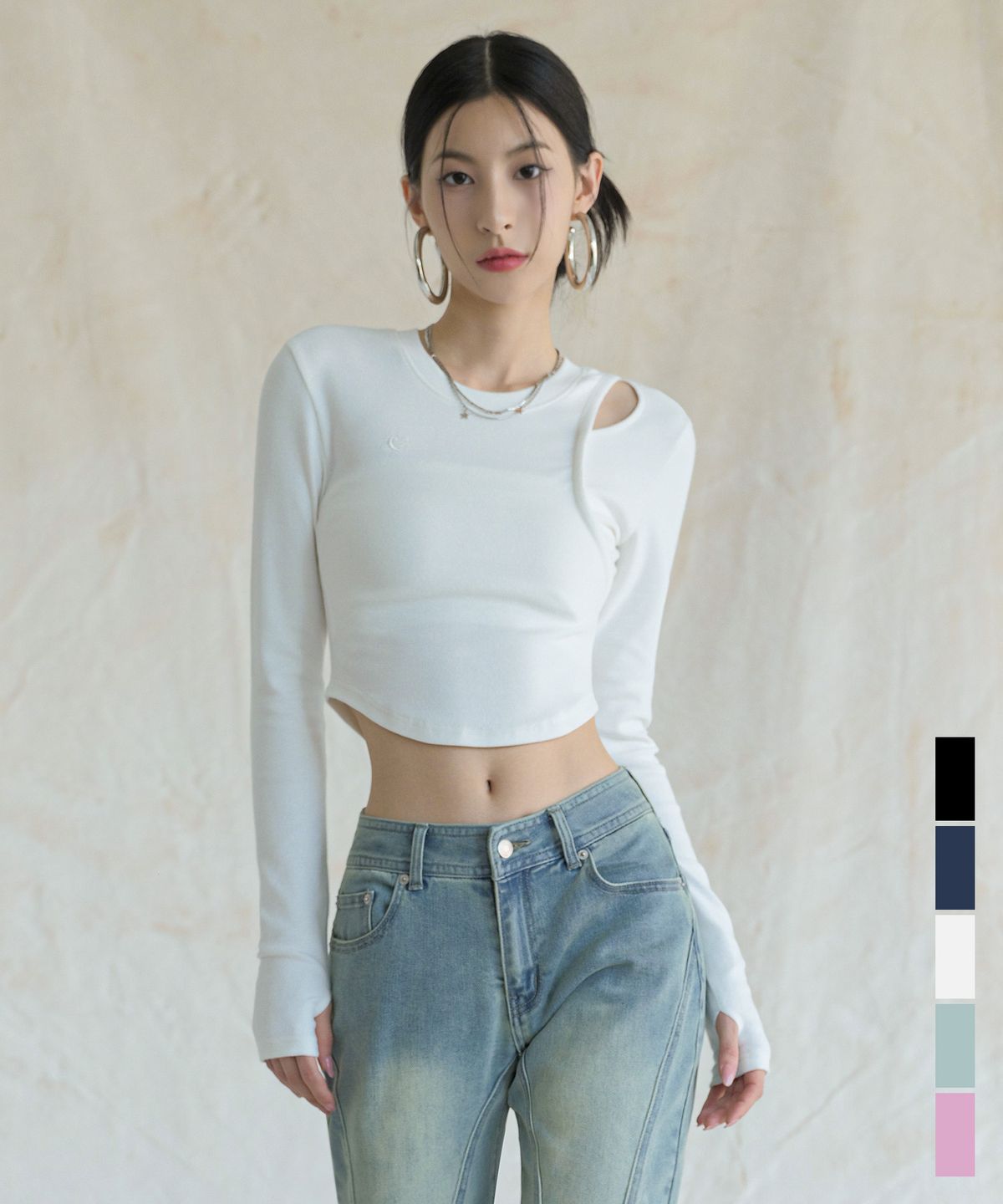 어반드레스(AVANDRESS) hole-cut Crop Long Sleeve - 5COL