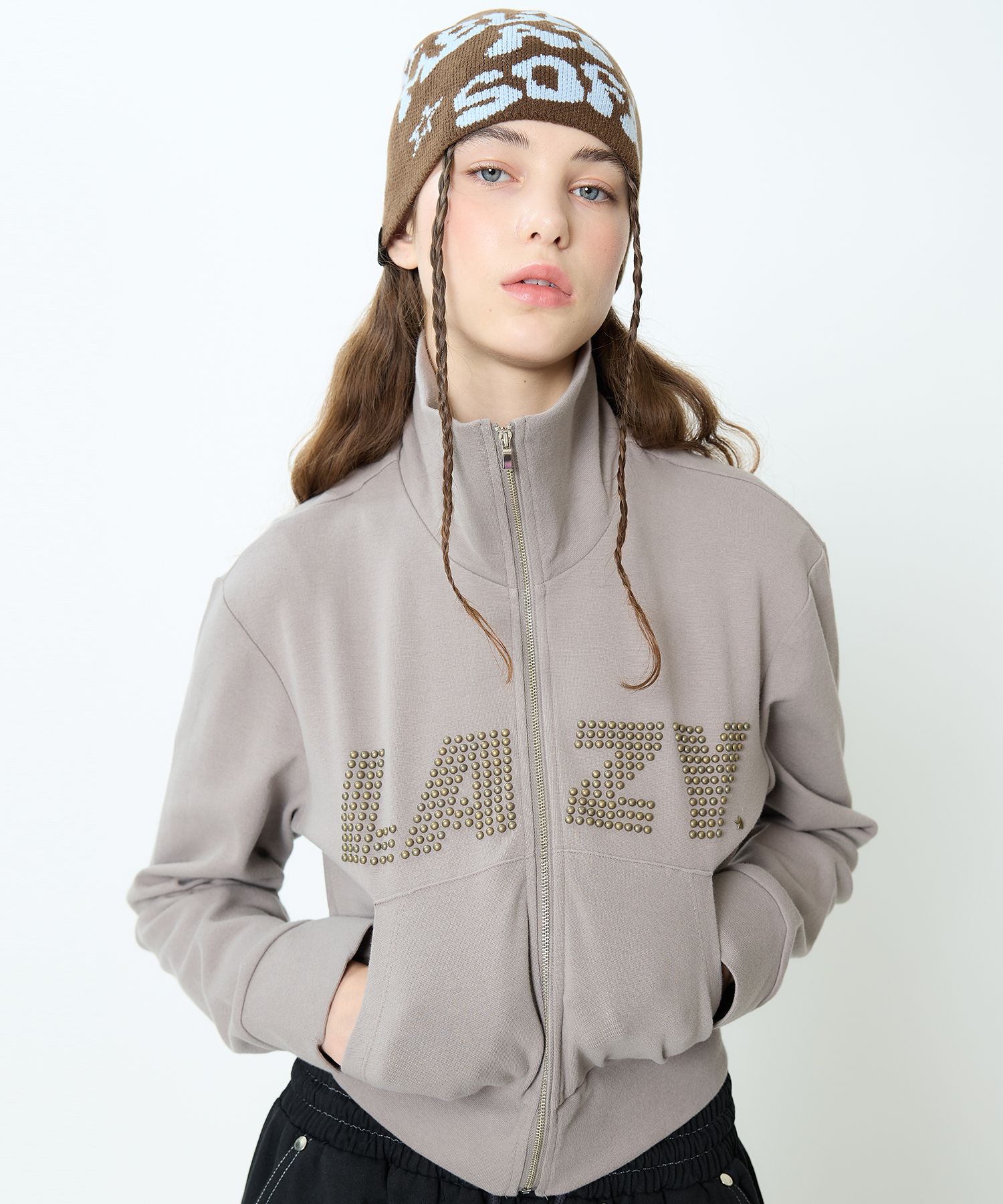 MUSINSA公式 | LUV IS TRUE CH LAZY ZIP UP(BROWN)