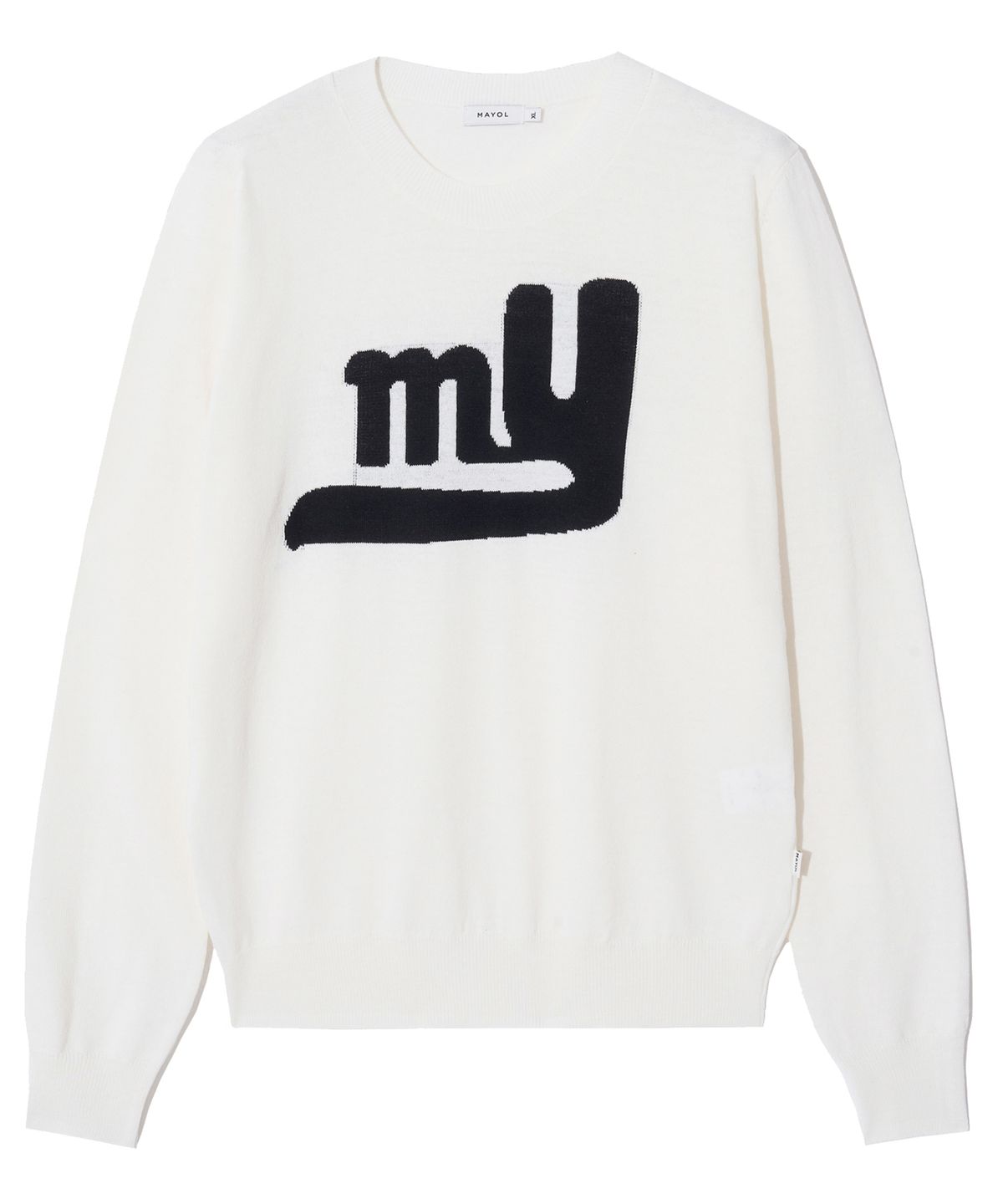 마욜(MAYOL) MY 로고 인타샤 라운드넥 니트_아이보리