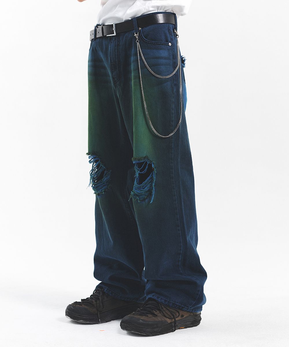★MAINBOOTH★Color Washing Damage Pants(BLUE)★正規品/送料込 MUSINSA | MAINBOOTH Color Washing Damage Pants(BLUE)