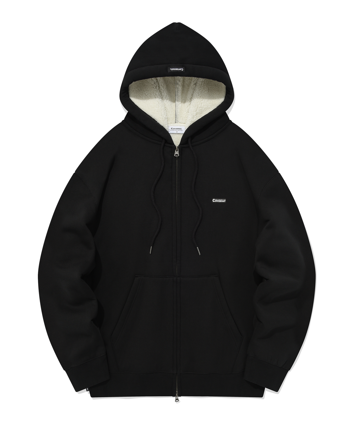 MUSINSA | COVERNAT boa hoodie zip up black
